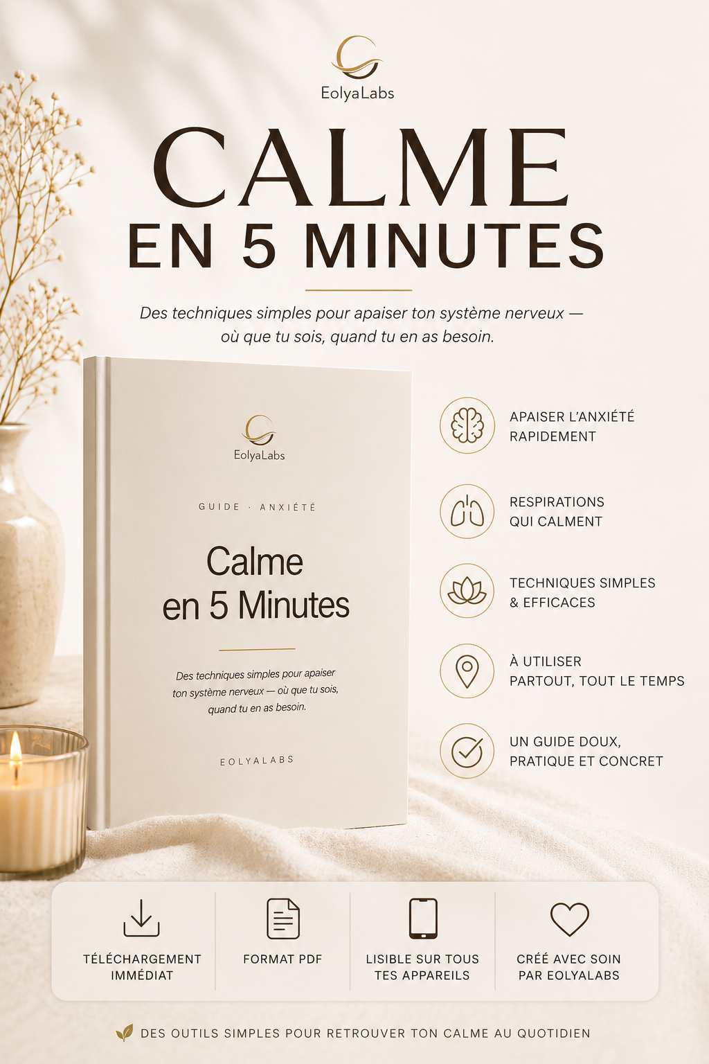 Calme en 5 Minutes – Guide Anxiété