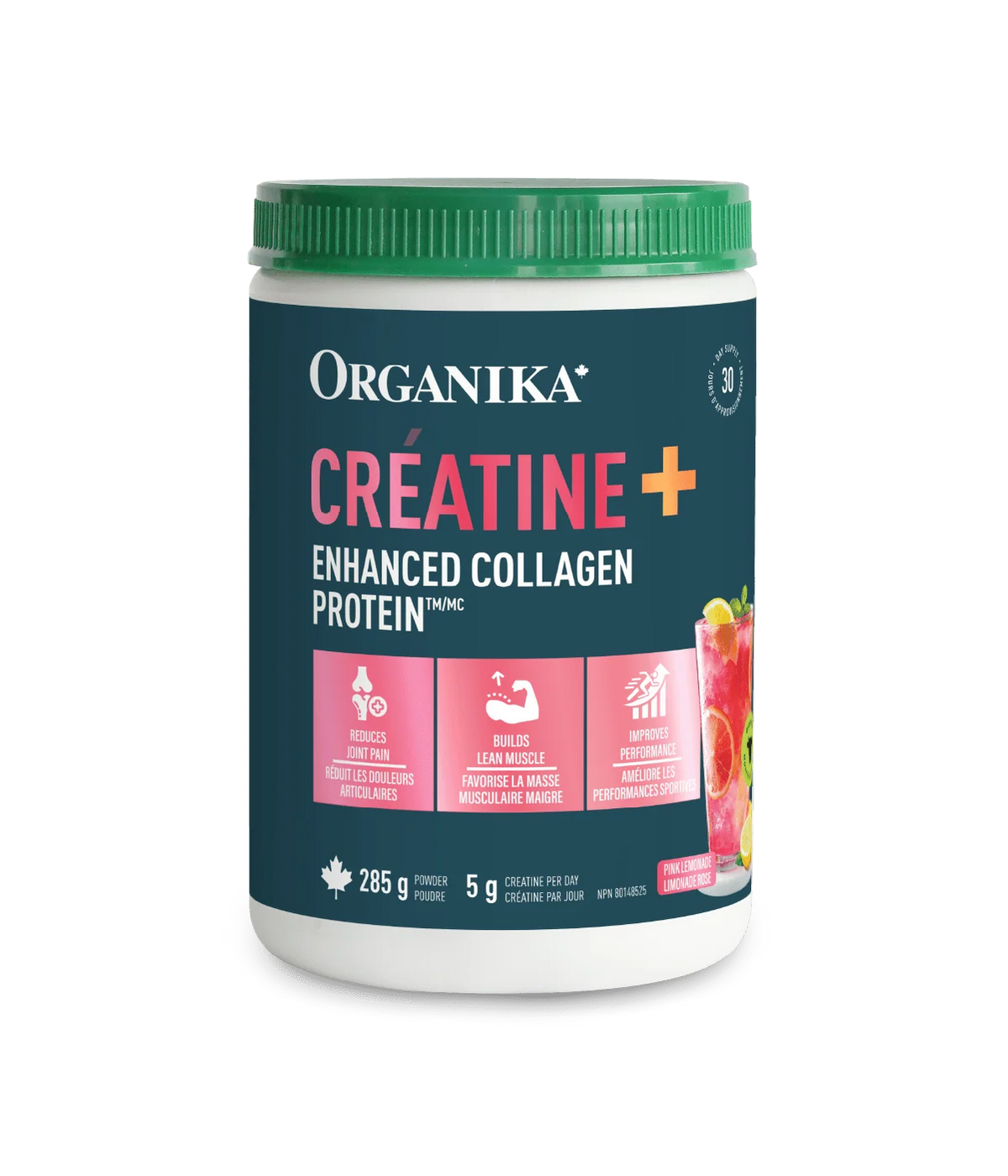 Creatine + Collagen Limonade rose — 285 g | Organika