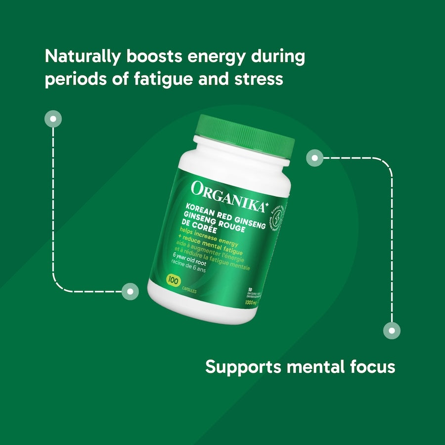 Ginseng rouge coréen 500 mg — 100 capsules | Organika
