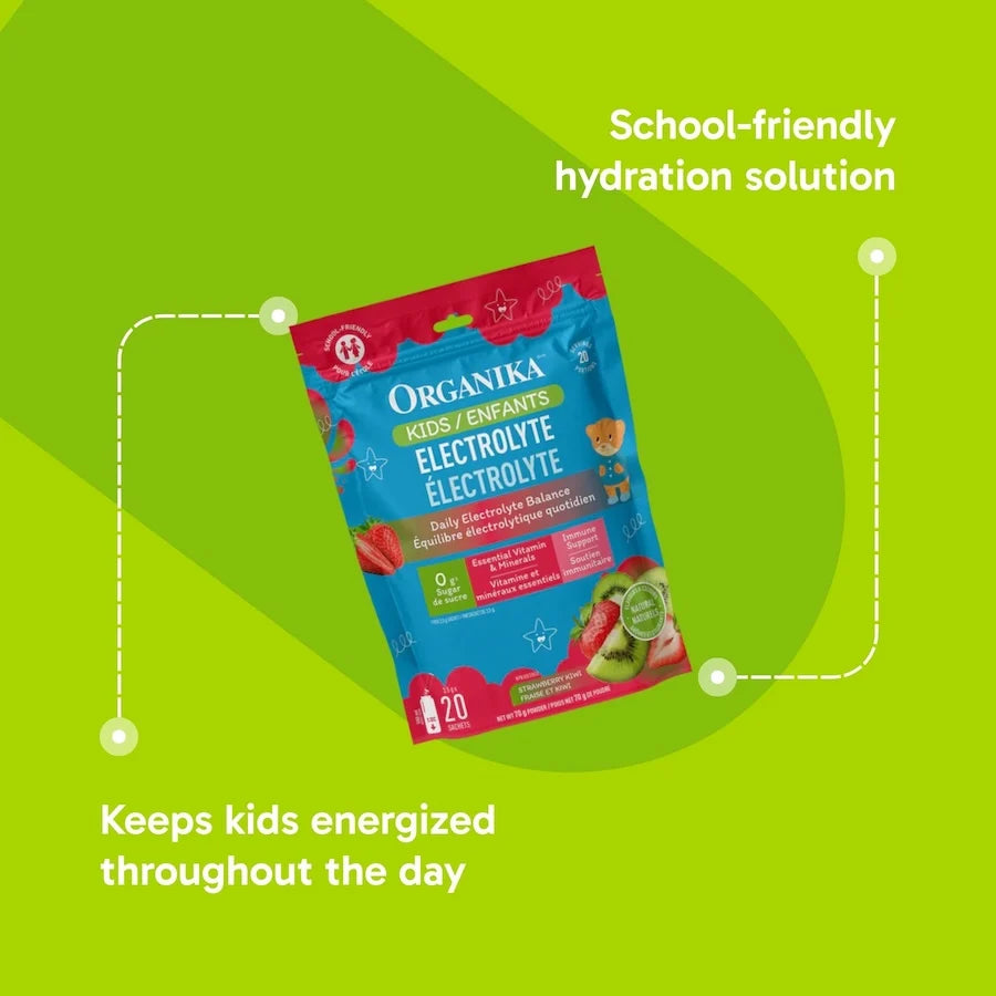Électrolytes Enfants Fraise-Kiwi — 20 sachets | Organika