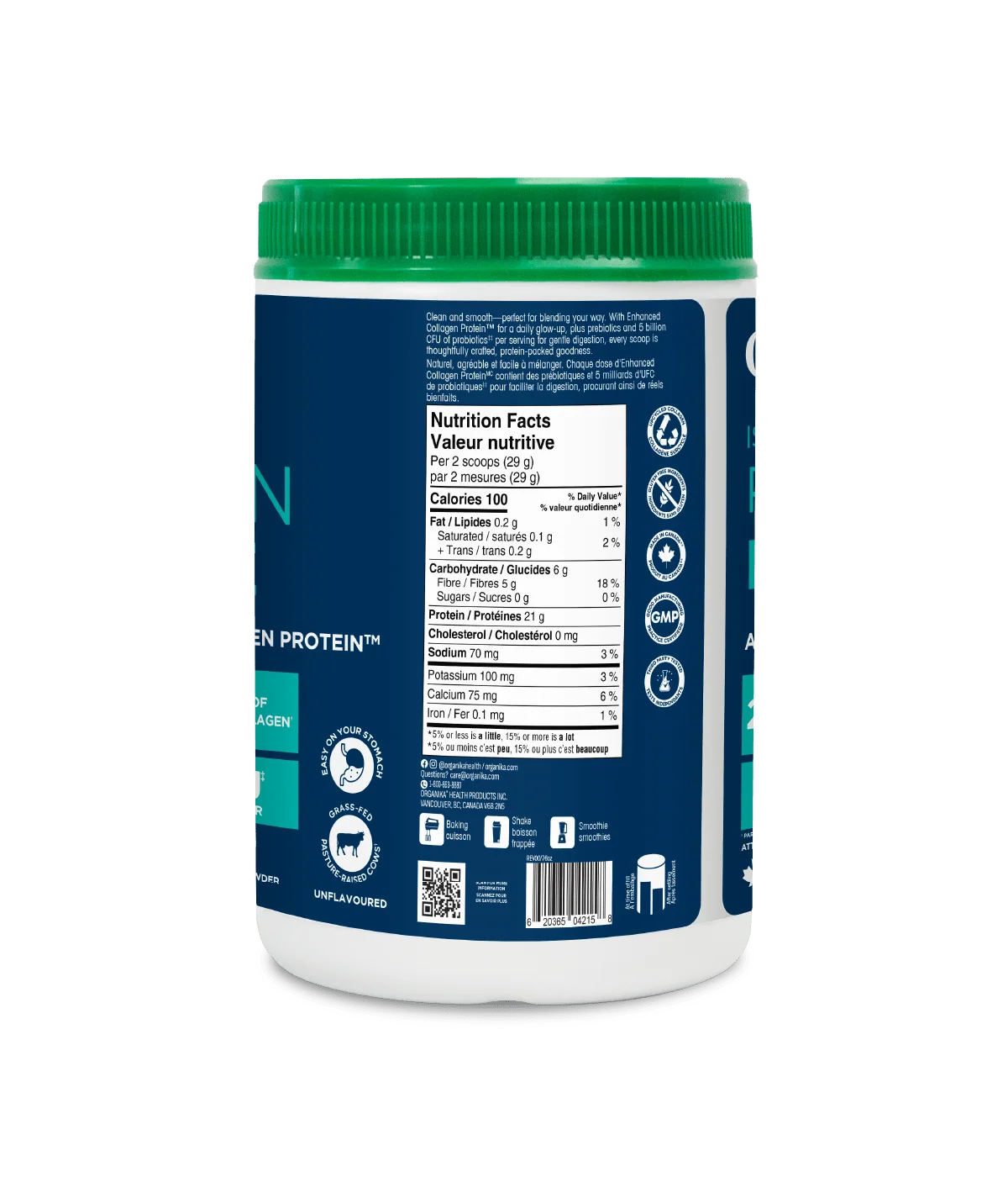 Isolat de protéine de lactosérum enrichi en collagène Nature — 580 g | Organika