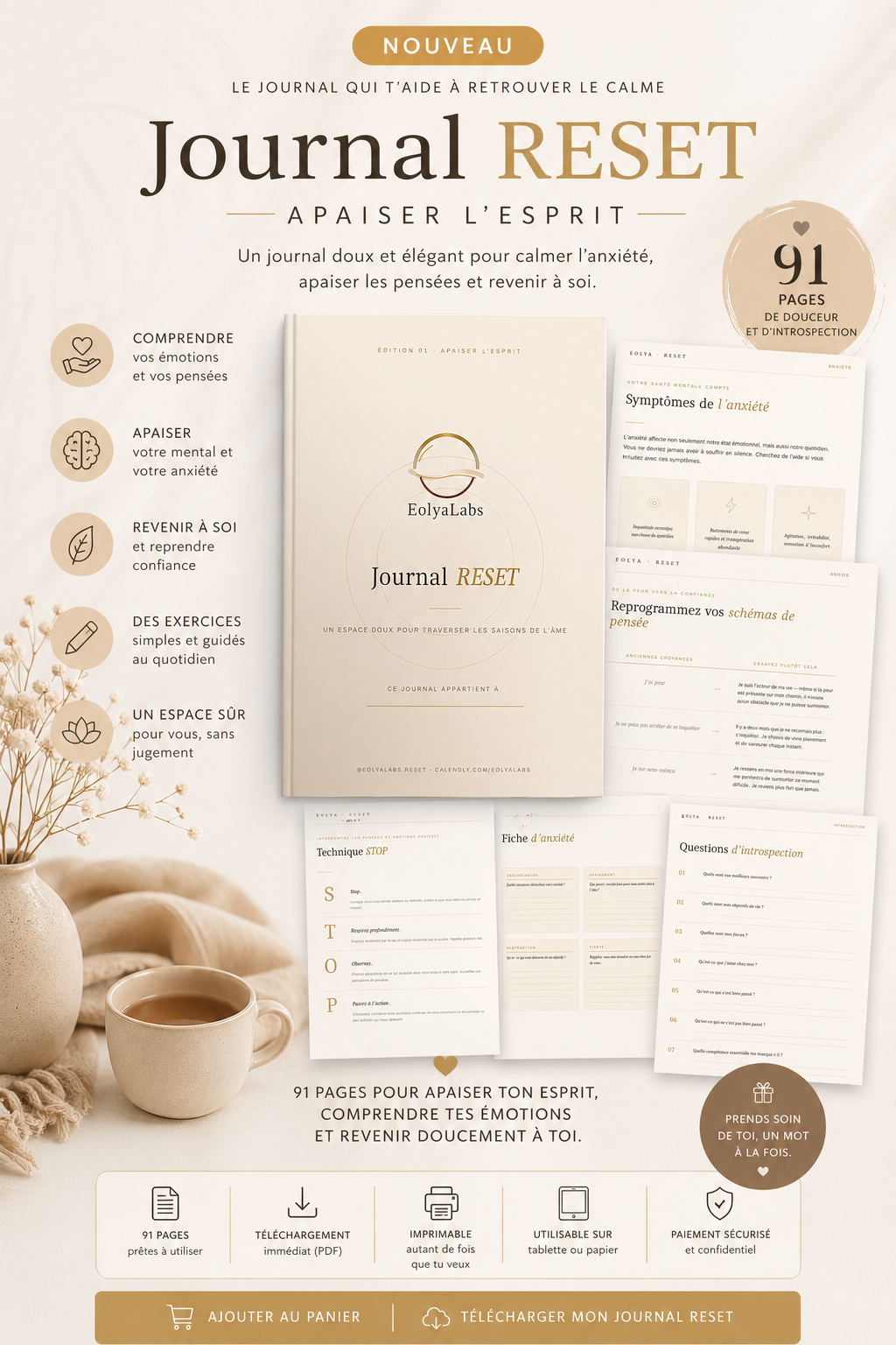 Journal RESET – Apaiser l’esprit -Eolya | 91 pages