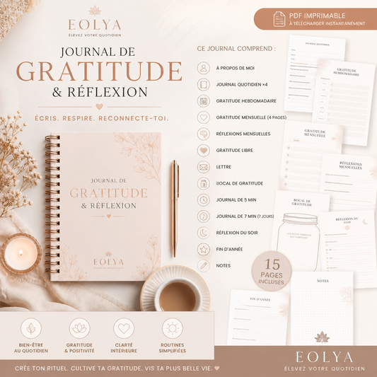 Journal de Gratitude & Réflexion — 27 pages- EolyaLabs