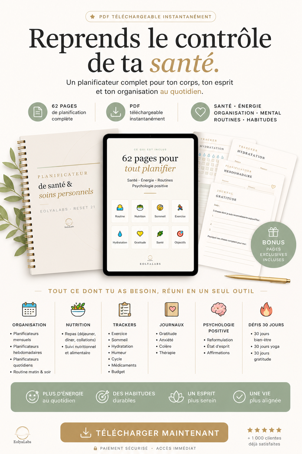 Planificateur Santé & Énergie — PDF 62 pages | EolyaLabs