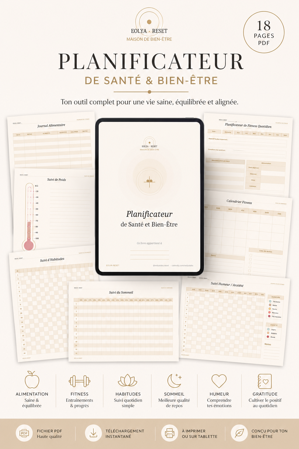 Planificateur de Santé et Bien-Être — EOLYA RESET | PDF 18 pages