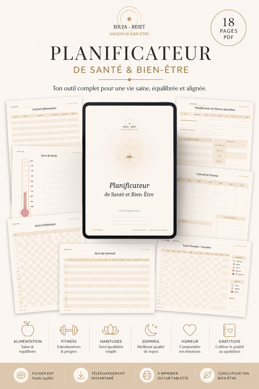 Planificateur de Santé et Bien-Être — EOLYA RESET | PDF 18 pages