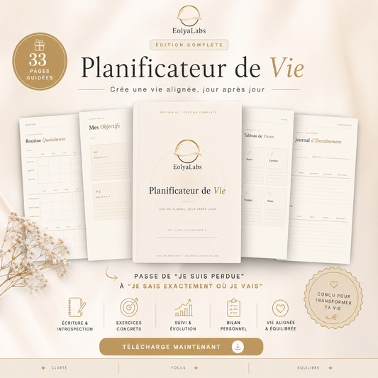 Planificateur de Vie – Eolya-33 pages guidées pour une vie alignée