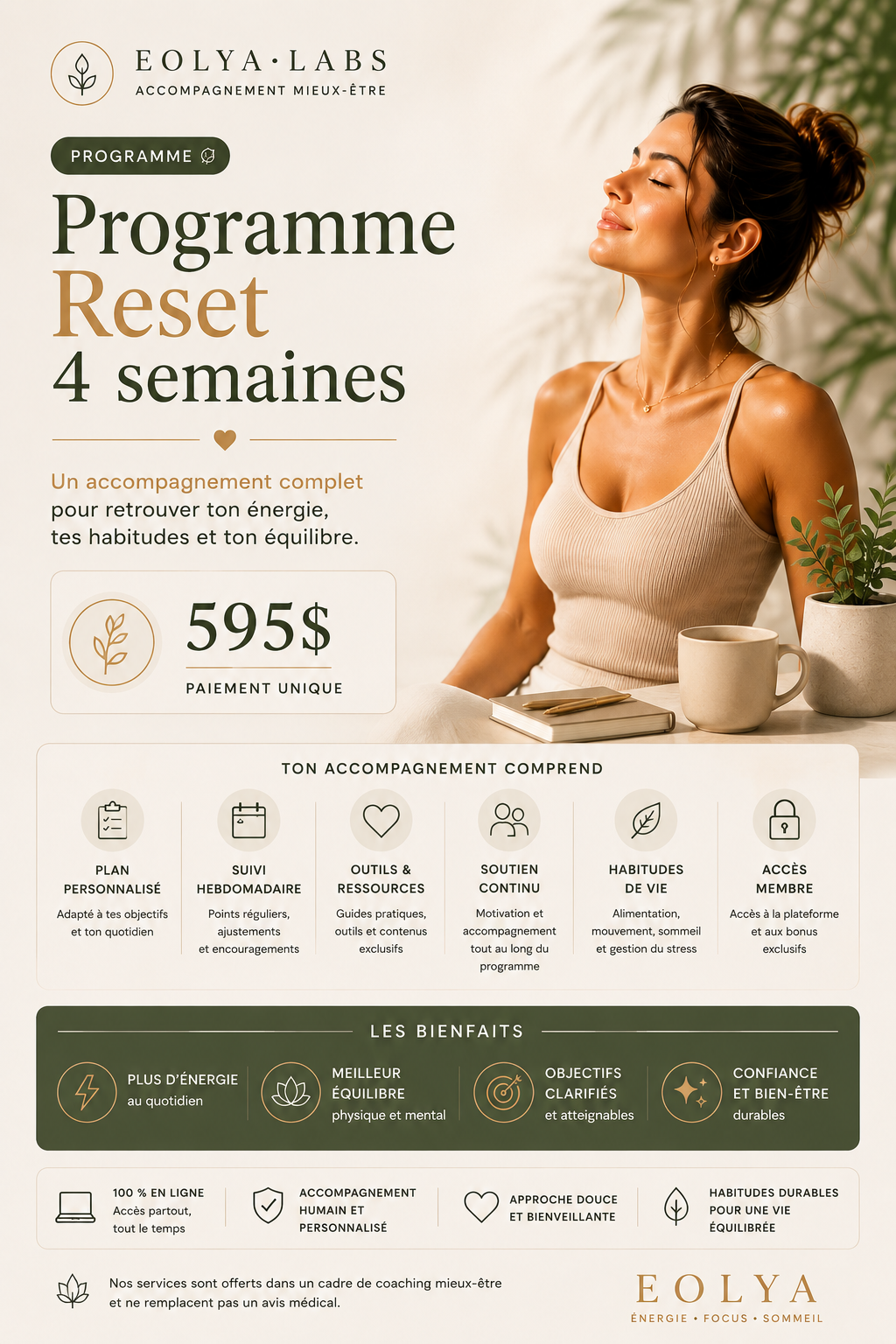 Programme RESET - EolyaLabs - Coaching habitudes de vie + plan personnalisé + suivi 4 semaines