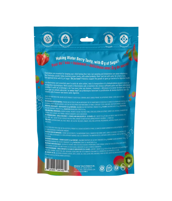 Électrolytes Enfants Fraise-Kiwi — 20 sachets | Organika