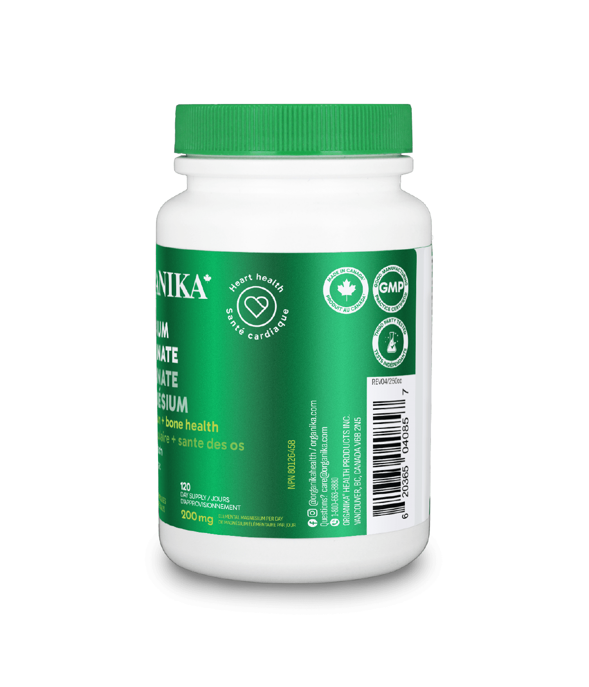 Magnésium bisglycinate - étiquette et information nutritionnelle